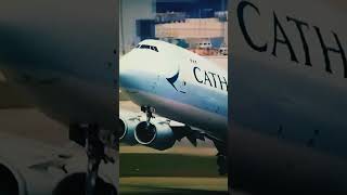 CATHAY CARGO IS TAKING OFF AT THE HONGKONG AIRPORT IN CHINA.
