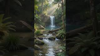 Relaxing Waterfall in a Tropical Forest Peaceful Nature Sounds #deepsleep #relax #naturetranquility