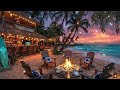 Calm Piano Music with Fireplace and Ocean Waves 🌙 Cozy Night Ambience for Relaxation