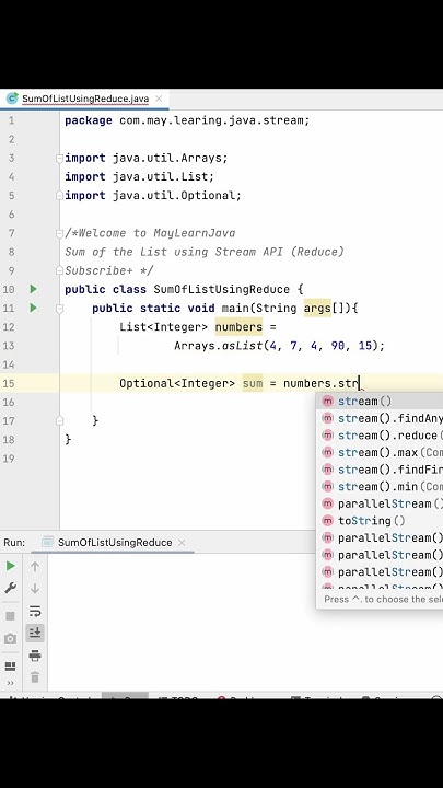 Sum of List using Stream Reduce #java #shorts - YouTube