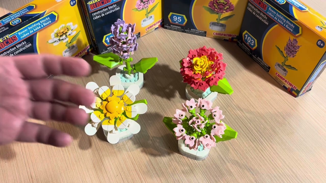Make-It Blocks Flowers sets Dollar Tree “LEGO” build and review 