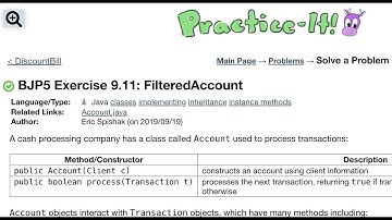 Java Practice It | Exercise 9.11: FilteredAccount | implementing, inheritance, instance method