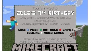 Make your own Minecraft Birthday Invitation with MS Word