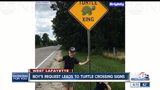 West Lafayette second-grader's request leads to turtle crossing signs