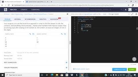 LIFE,THE UNIVERSE AND EVERYTHING-CODE | HACKEREARTH | SPOJ | CODECHEF