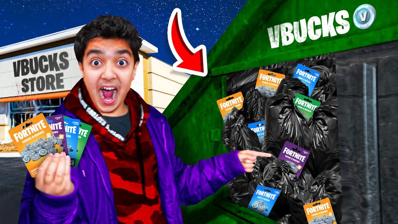 Kid Goes Dumpster Diving At The V-BUCKS STORE! (JACKPOT!) - YouTube