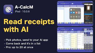 Read a receipt with AI and import it into a list | A-CalcM calculator app (iPad, 10.0.6) screenshot 4