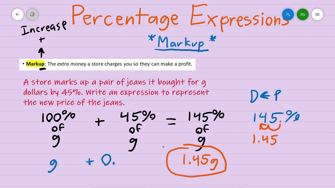 Percentage Expressions: Markup (English) - YouTube