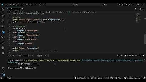 OIBSIP Python Task 1 - BMI Calculator | Oasis Infobyte Internship Project | Python Beginner project