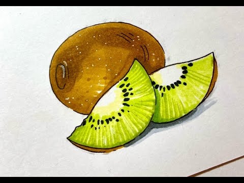 Как нарисовать киви маркерами 🥝. Рубрика "как нарисовать" и быстрые зарисовки!