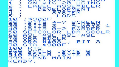 Writing 6502 Assembly Language on a Commodore VIC-20 using Label Assembler Development System (LADS)