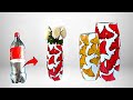 Plastic bottle flower vase making at home | flower vase making with paper | cement craft ideas easy