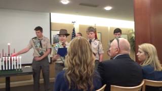 Scout Law during Eagle Ceremony for Artem and Caleb of Troop 4
