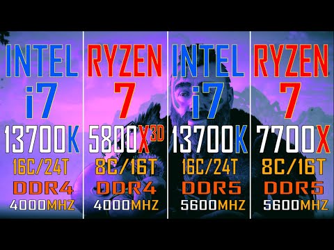 INTEL i7 13700K (DDR4) vs RYZEN 7 5800X3d (DDR4) vs RYZEN 7 7700X (DDR5) vs INTEL i7 13700K (DDR5)
