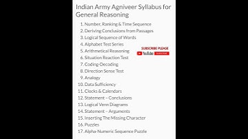 Army Agniveer reasoning syllabus 2023 ARMY GD reasoning syllabus 2023 #army #shorts #short
