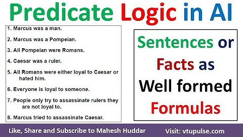 Represent Facts or Knowledge as Wel Formed Formulas using Predicate Logic in AI by Mahesh Huddar