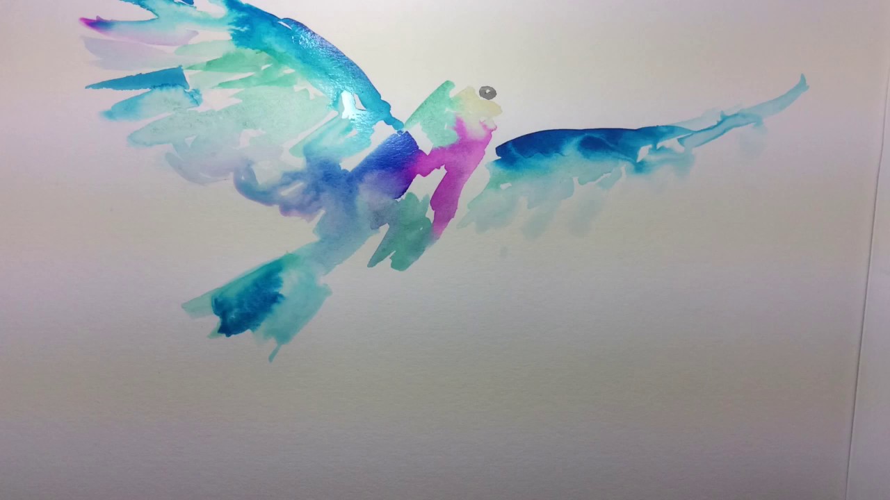 Watercolor Lilac Breasted Roller Bird Painting Timelapse 