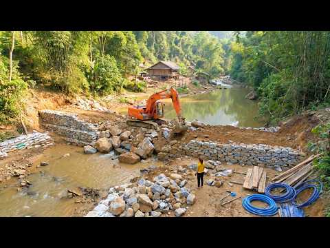 Using An Excavator To Block A Stream And Create A Giant Water Reservoir For The Farm