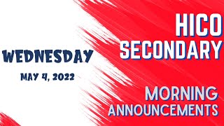 21-22 Hico Secondary Morning Announcements - Wednesday, May 4