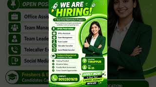🚀 We're Hiring in Tiruppur!Freshers &amp; Experienced Candidates Welcome 💼✅ Training Provided✅