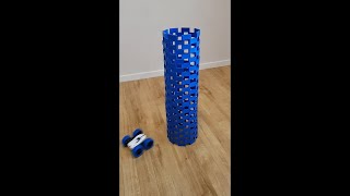My kid knocked down my domino structure with his RC car