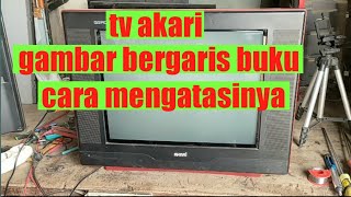 Tv tabung akari gambar bergaris buku