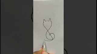 cat 🐈 one line drawing ✍️#shorts
