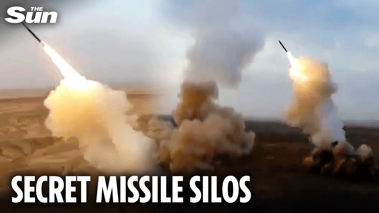 Terrifying Moment Iran's ballistic missiles launch from desert underground
