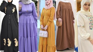 arabic culture abaya designs // ruffles frill long Abayas Design