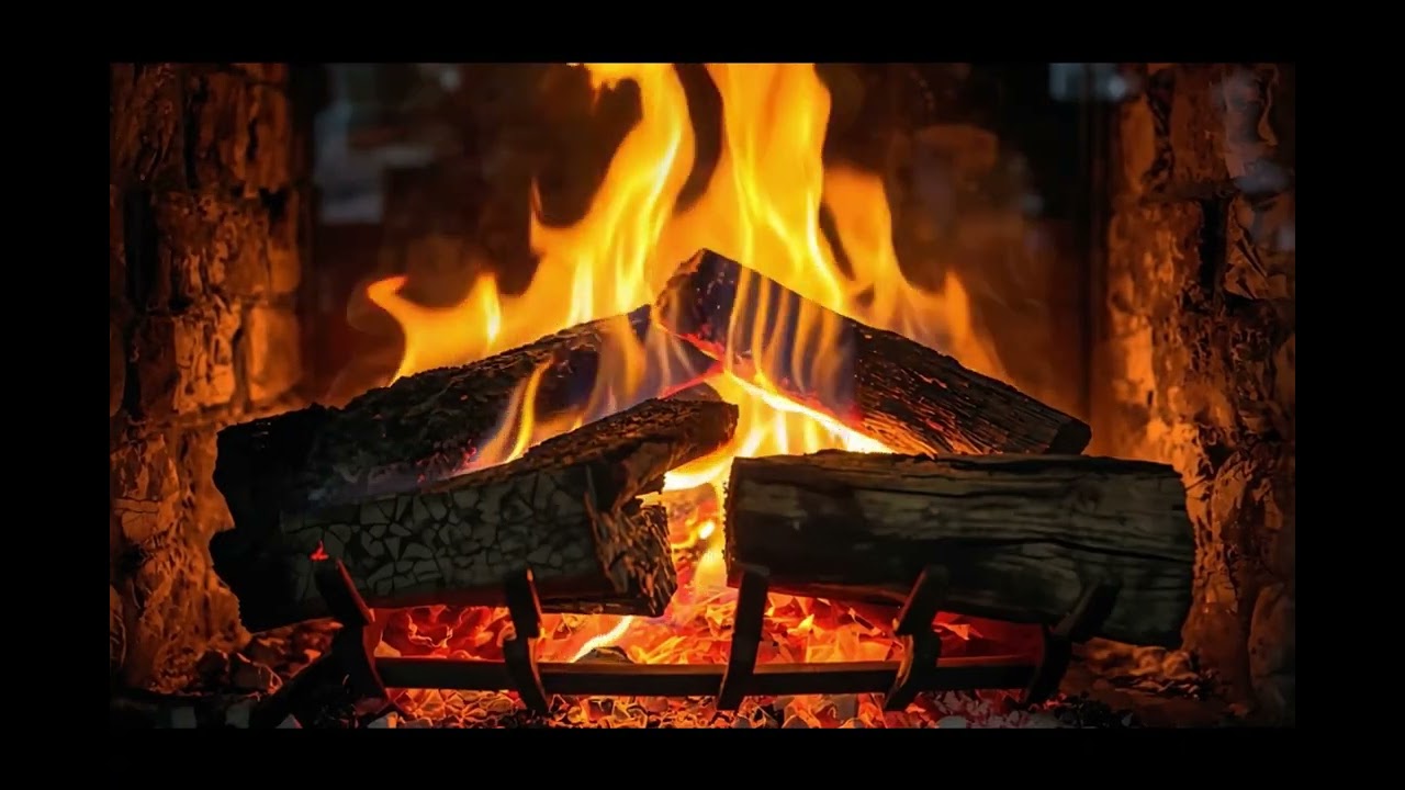 Fireplace with Real Fire Sounds  | 9 HOURs Cozy Winter Night 