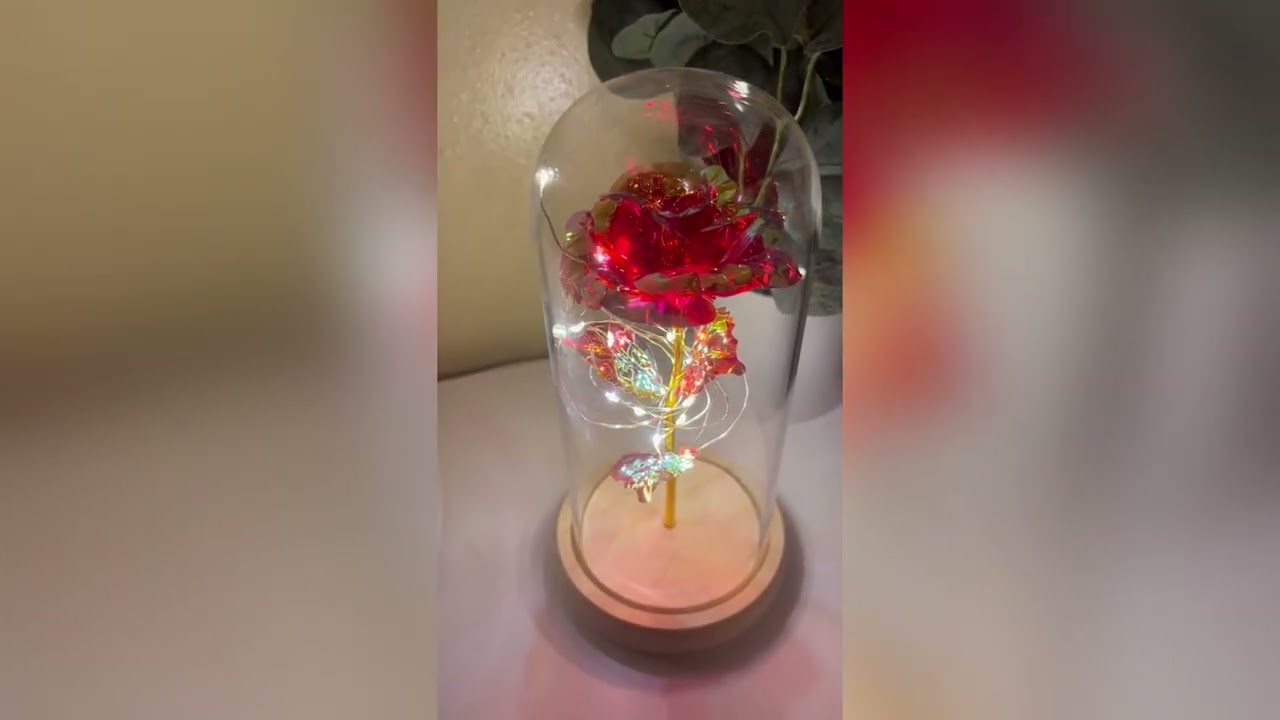 Galaxy Rose in Glass Dome with Lights - Gift She'll Always Treasure