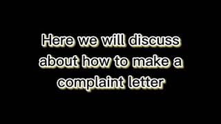 the example of Complaint letter