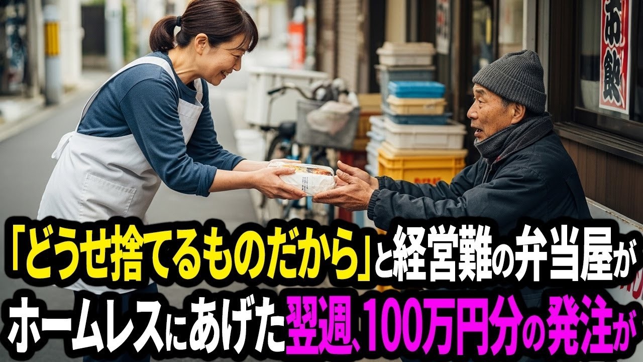 「どうせ捨てるものだから」と経営難の弁当屋がホームレスに残った弁当を渡した翌週、100万円分の発注が！【面白きかな人生】