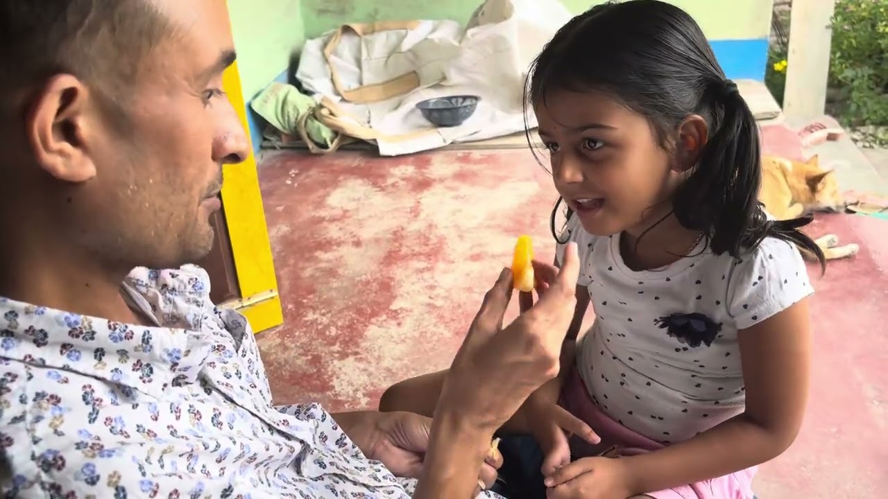 Father daughter time 💕 her favourite orange 🍊 care , love ❤️ 