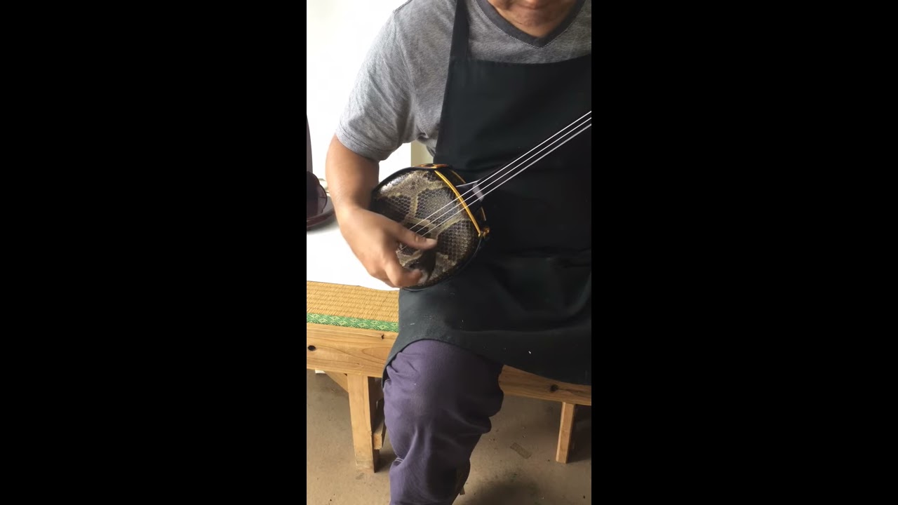 沖縄 三線 真壁型 黒塗り 本蛇皮強化張り張り 米須三線店25