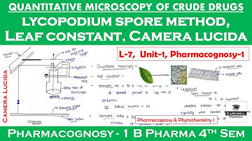Quantitative microscopy of crude drugs | Lycopodium Spore method | Leaf constant | Camera lucida L-7