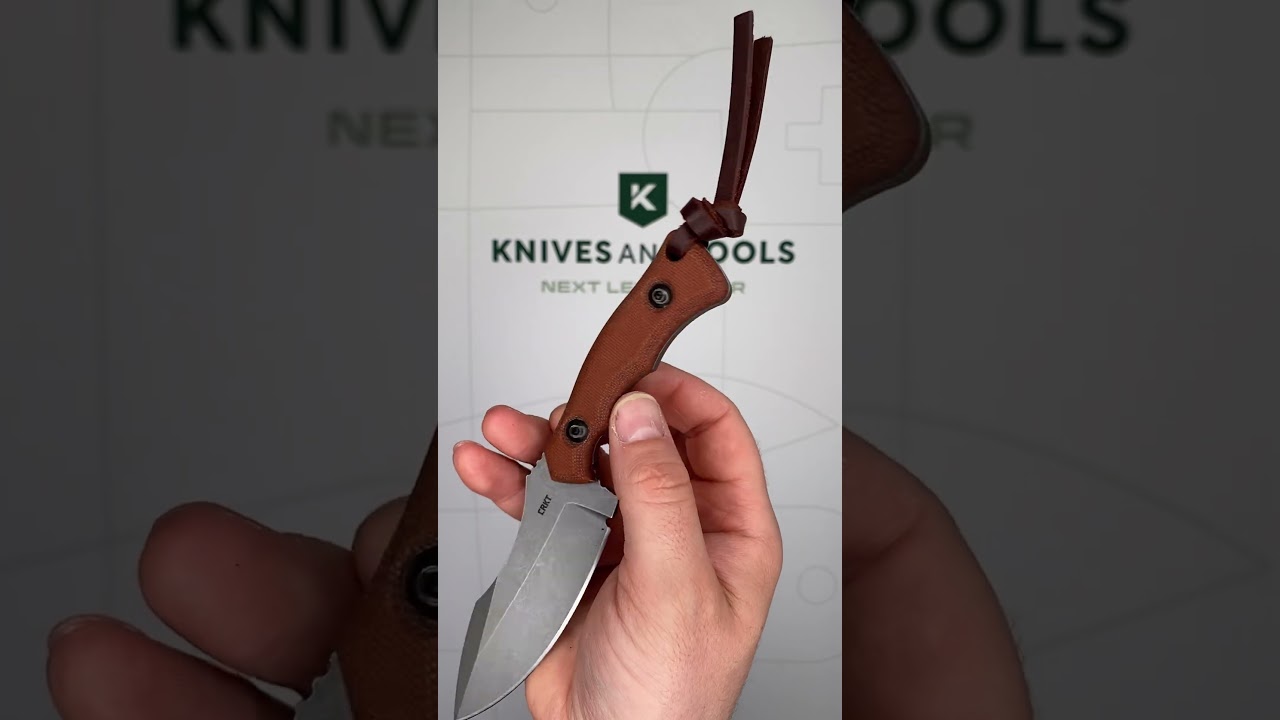 CRKT Bugsy Stonewash 3600 Brown Micarta fixed knife, Kaila Cumings