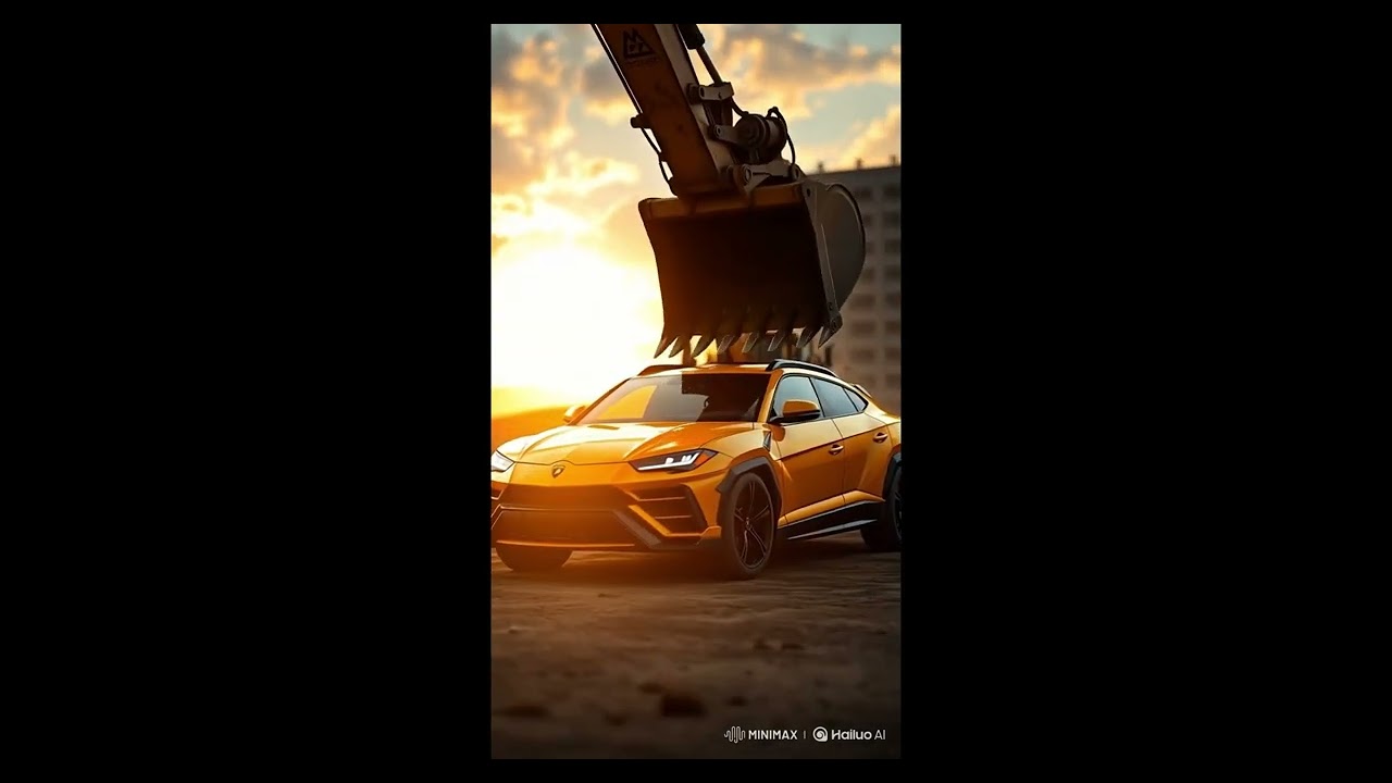 "Excavator CRUSHES Lamborghini! 🚧🔥| AI Animation"