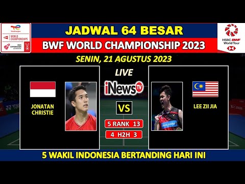 Jadwal BWF World Championship 2023 Hari Ini Live Inews TV ~ JOJO vs LEE ZII JIA ~ R64