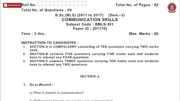 BSC MLS 3RD SEM COMMUNICATION SKILLS D DEC 2018 | PTU