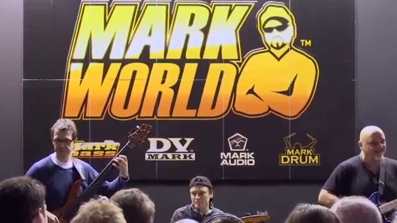 Alain Caron, Frank Gambale and Damien Schmitt at Mark World booth - Musikmesse 2014