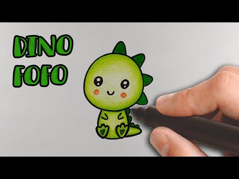 COMO DESENHAR DINOSSAURO KAWAII SUPER FOFO - PASSO A PASSO 