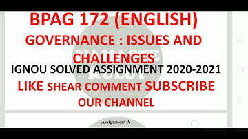 BPAG 172 (ENGLISH) - IGNOU SOLVED ASSIGNMENT 2020-2021