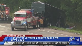 I-40 West in Jefferson County back open after crash
