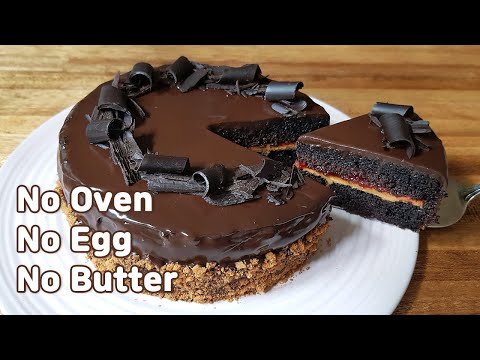 Super moist Eggless Chocolate Cake  No Oven, No Egg, No Butter