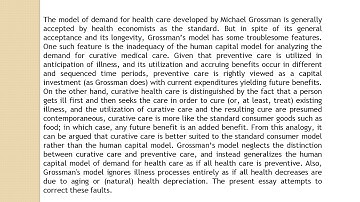 A Critique of an Aspect of Grossman’s Model of Demand for Health Care IJAEFA  2, 2 ,47 53