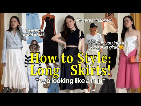 LONG SKIRT OUTFIT IDEAS / LOOKBOOK 💌 (satin, pleated, denim midi skirt style inspo) | Alyssa Lyanne