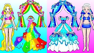 DIY Ideas for Dolls  Traje Rainbow Bride VS Frozen Bride  LOL Surprise DIYs