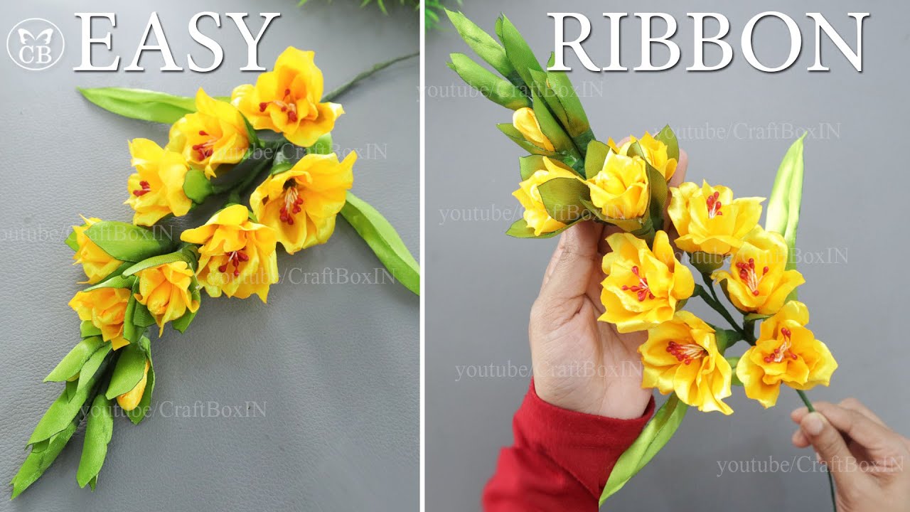 DIY Satin Ribbon flowers How to make ribbon crafts Ribbon flower