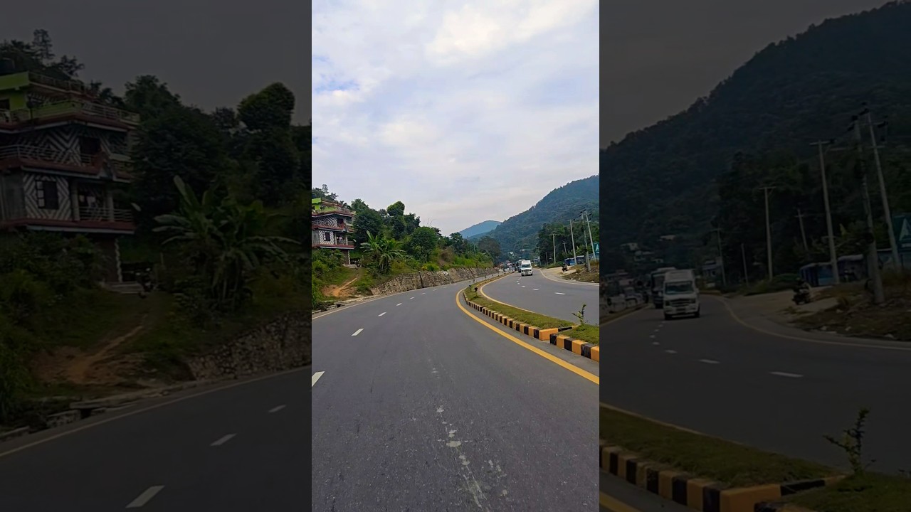 Gliding through fresh blacktop and endless green hills freedom on two wheel 🏍️🌿🇳🇵 #MotorbikeRide